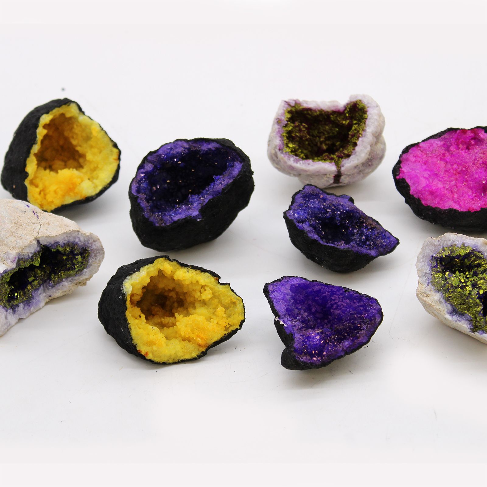 Coloured Calsite Geodes - Natural Rock - Purple & Gold - Image 3