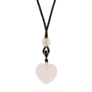 Cord Necklace Gemstone Pendant - Rose Quartz Heart