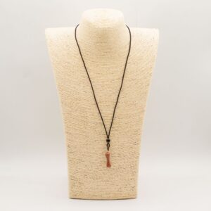 Cord Necklace Gemstone Pendant - Goldstone Bone